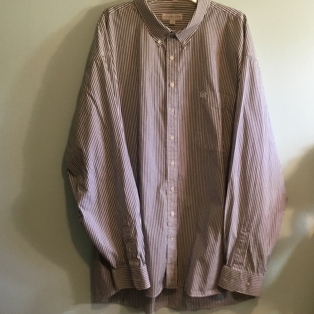 Cutter & Buck Navy and White Striped Button-Down Shirt